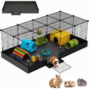 20 Planes Guinea Pig Cages Enclosed Hamster Cage with Door & Waterproof Liner, Expandable Cage for Guinea Pigs, Metal Wire Yard Fence Rabbit Cage