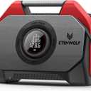 ETENWOLF Vortex S6SE Cordless Tire Inflator Portable Air Compressor, 160 PSI Air Pump for Car Tires with 15600 mAh Battery, 100% Duty Cycle & Dual Cylinder, Air Pump for Heavy-Duty Vehicle, Red