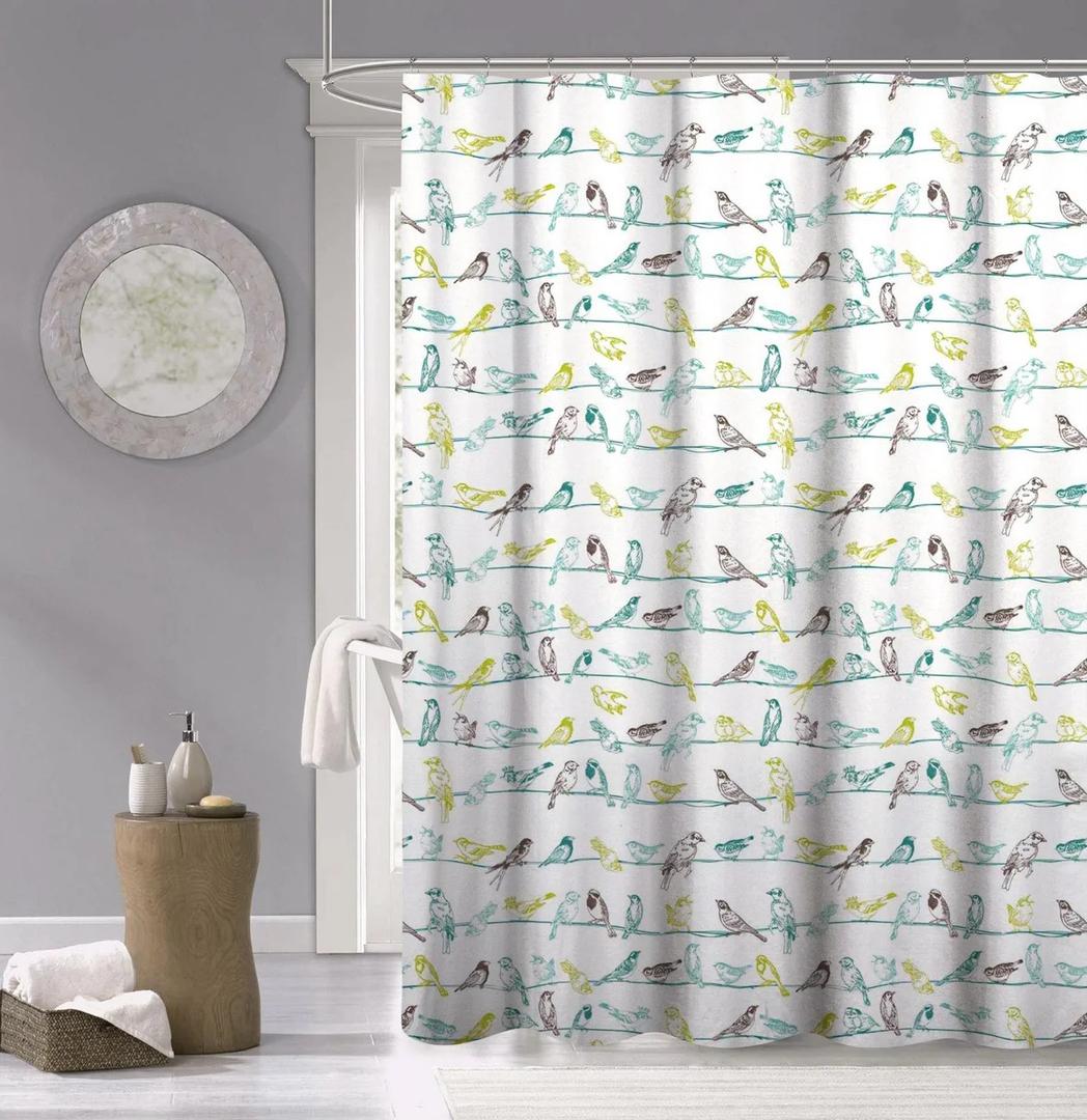 Dainty Home 100% Cotton Printed Medallion Designed 70" x 72" Shower Curtain (Spa)