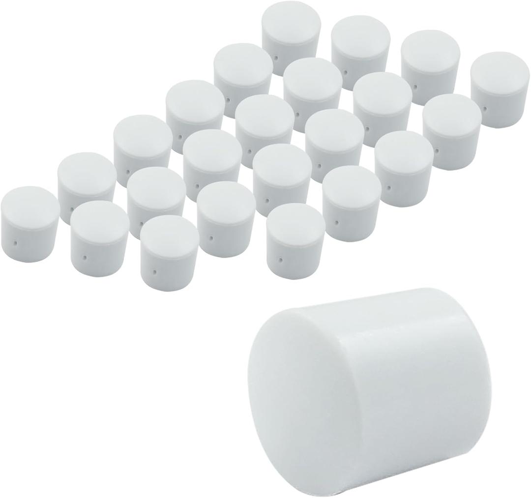Luomorgo 24Pcs Door Stop Rubber Tip Replacement, Door Stopper Rubber Tip, White Door Stop Rubber End Cap Universal for Door Stop Bumper Tips Wall & Floor Protection