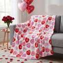 Horaldaily Valentine Flannel Blanket Throw, Pink Hearts with Words Soft Fuzzy Plush Cozy Fleece Blankets for Couch Sofa Bed Lounging, Ideal Gifts for Kids Adults Wife Self, 50x60