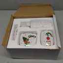 Christmas Bathroom Accessory Sets of 4, 100% Ceramic Bathroom Decorative Set, Hand Soap Dispenser Set, Soap Dish, Toothbrush Holder Set, Merry Christmas Perfect Christmas Decor Gift