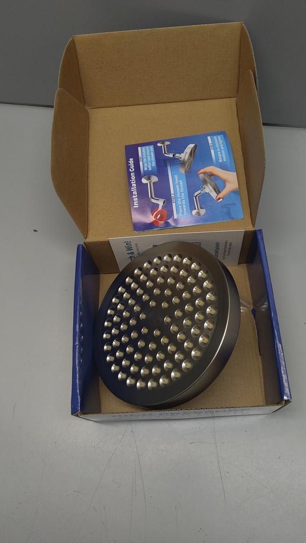 High Pressure Shower Head  AntiClogging Silicone Nozzles 2.5 GPM Removable Restrictor  Easy to Clean and Install  Includes Plumbers Tape  6 inch  (Brushed Nickel 2.5GPM)