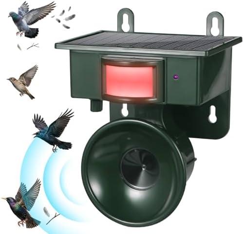 2026 Solar Ultrasonic Bird Repellent Devices Outdoor,Best Bird Deterrent for Pool,Pigeon Repellent for Balcony,Keep Crows Sparrows Starlings Out of Fruit Trees,Swimming Pool,Balcony,Patio,Roof