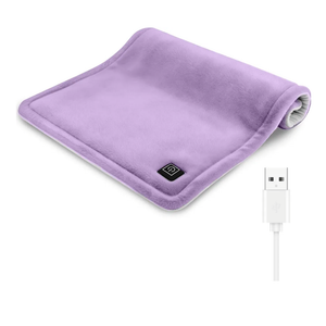 USB Plug-in Heating Pad for Travel Warmth Outdoors, Non-Rechargeable Small Heated Pad 5V Heat Therapy for Pain Relief Abdomen Cramps, 3 Heat Settings & Auto Shut Off (12"x 16") Purple