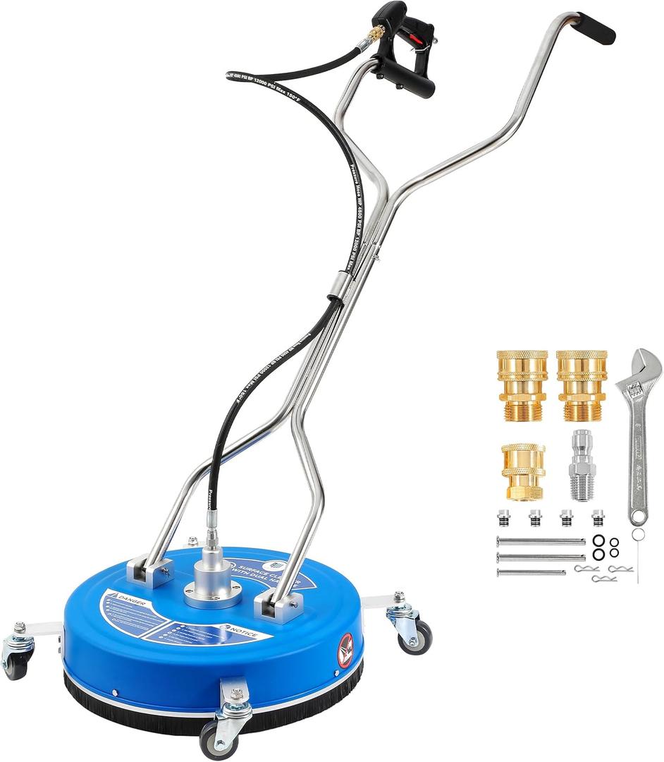 RIDGE WASHER 20 Pressure Washer Surface Cleaner, 4500 PSI Surface Cleaner with Dual Handle, Power Washer Surface Cleaner Attachment with Wheels for Cleaning Driveways, Sidewalks, Patios