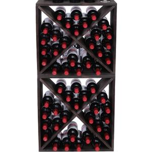 Wine Racks countertop Solid Wood Stackable Storage Rustic Retro Cube 48-Bottle Wooden Wine Rack Wine Cabinet(48BottleBlack)