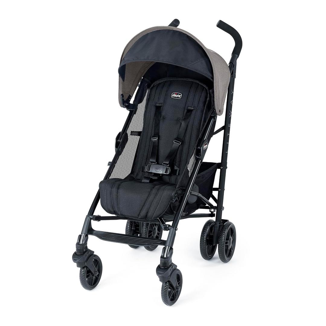 Chicco Liteway Stroller, Compact Fold Baby Stroller with Canopy, Lightweight Aluminum Frame Umbrella Stroller, for Use with Babies and Toddlers up to 40 lbs, Dune/Brown