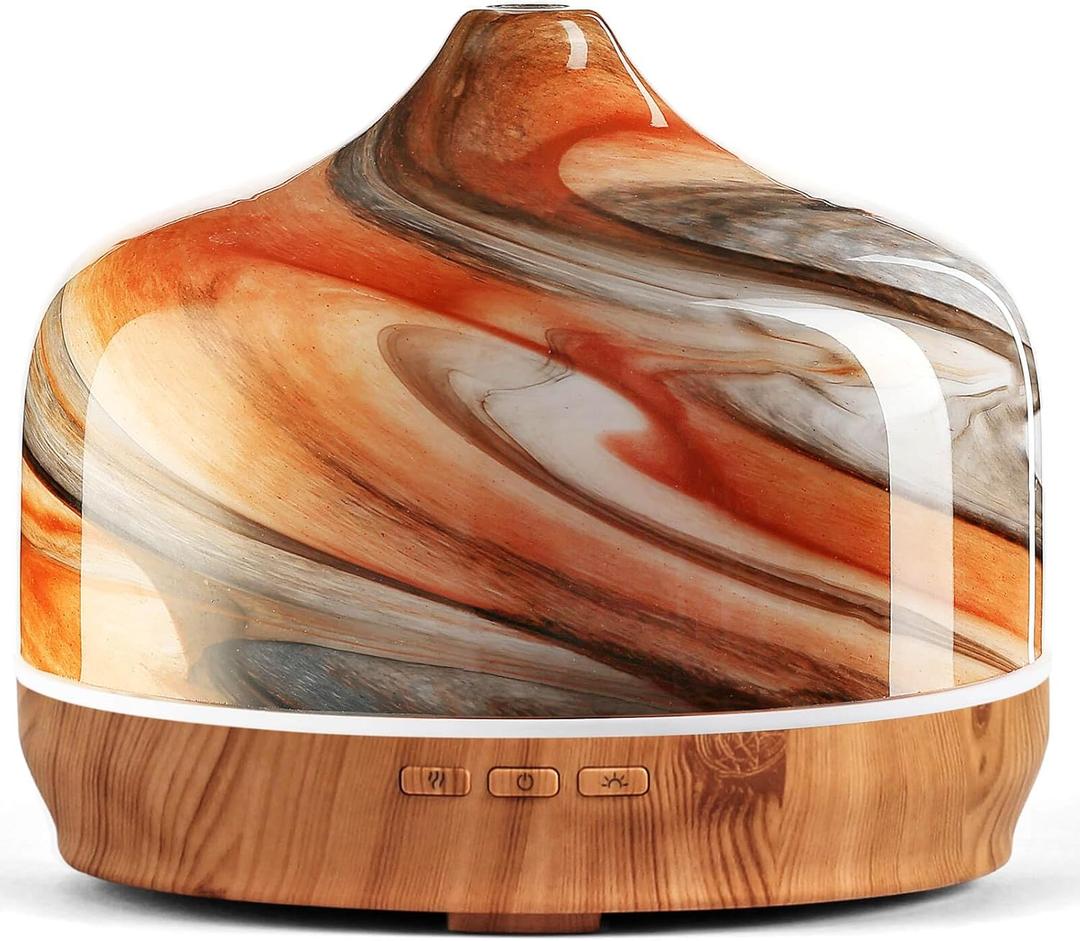 Porseme 500ml Glass Essential Oil Diffuser Aromatherapy Ultrasonic Cool Mist Humidifier 15-21 Running Hours Waterless Auto-Off Air Diffusers for Sleeping,Yoga,Office Working,Spa and Rest (Deep Desert)