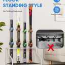 Ski Storage Rack for Garage  Freestanding Ski Holder for 4 Pair Skis, Boot, Helmet, Goggles, Indoor Snowboard Rack Organizer Stand for Home, Shed, Basement, White