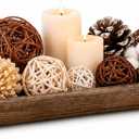 Brown Wood Dough Bowl for Decor, Rustic Farmhouse Centerpiece Tray | Fits beautifully on dining tables, coffee tables, mantels, kitchen islands, shelves, console tables and entryway spaces