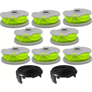 KEYHAO WA0014 Trimmer Line Replacement, for Worx WA0014 WG168 WG184 WG190 WG191 Weed Eater String Edger - 20 ft 0.080" with WA0037 Cap Covers (8 spools, 2 Cap)