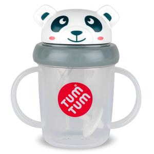 TUM TUM Tippy Up Free Flow Sippy Cup (No Valve), Sippy Cup for Toddlers, BPA Free (Pip Panda 200ml) (Pink)