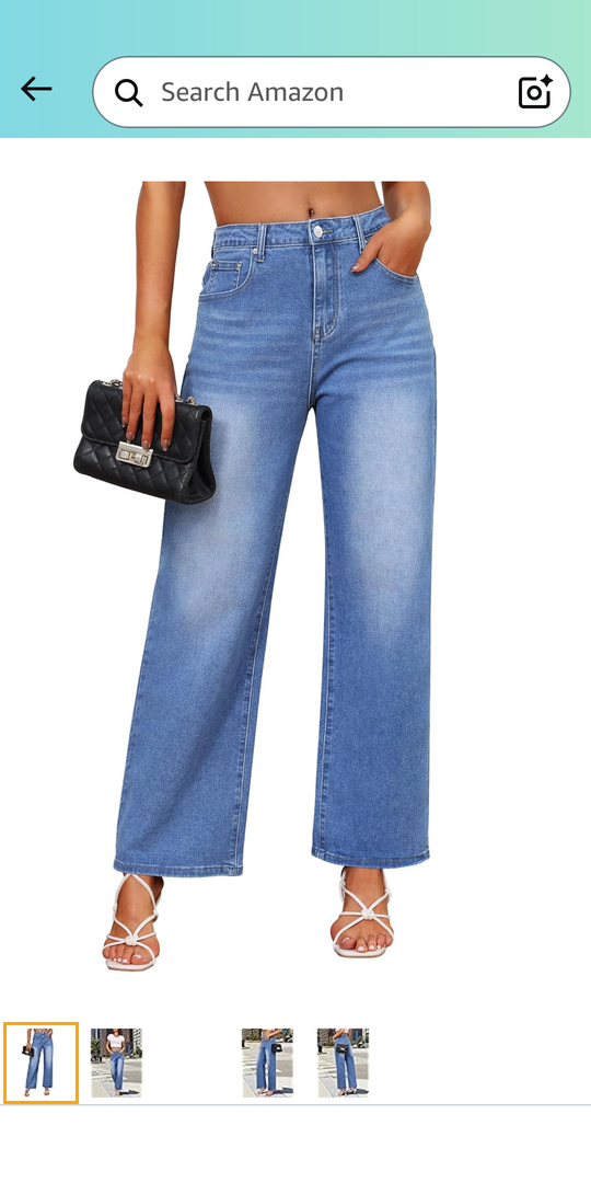 Genleck Women's Wide Leg Baggy Jeans – High Waisted Stretch Loose Jeans Trendy Denim Pants, L