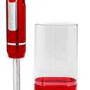 OVENTE Cordless Immersion Hand Blender, Rechargeable Handheld Portable Stick Mixer with 8 Mixing Speed Option, One-Touch Control and Stainless Steel Blades for Smoothies, Shakes or Soups, Red HR781R