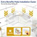 YASONIC Shower Caddy Corner, 3-Pack Adhesive Rustproof Stainless Steel Shower Shelves with Soap Holder, No Drilling Shower Organizer Corner for Dorm, Renters Bathroom, White