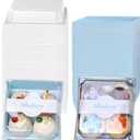 50 Pack Paper Charcuterie Boxes, 5.3x4.9x2.5 Inches Square Disposable Food Containers, Bakery Boxes with Clear Secure Lids for Sandwich Slice Cake Cookies (Blue)