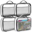 holay 4 Packs PVC Zippered Blocks Set, Toy, Clay, Board game Storage Organizer Case (Name Tag, Manual Pocket) (Gray, Small)