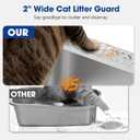 Stainless Steel Litter Box with Lid, Kitten Metal Cat Litter Boxes High Sided Enclosed for Small Cat and Injured Cats Rabbit, Anti-Urine Leakage | Non-Stick Bottom & Includes Scoop