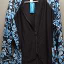 Women's 3 Piece Long Sleeve Rash Guard with Built in Bra Zip Swim Shirt with Pocket and Shorts UPF50+ Swimsuit (XX-Large, Light Blue Flower)