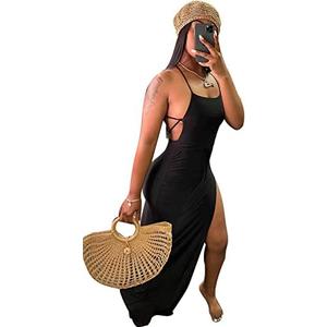 Sexy Two Piece Outfits for Women Spaghetti Strap Crop Top Ruched Bodycon Skirt Sets Party Club Maxi Dress XL
