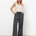 GRAPENT Womens Plus Size Pants Black Linen Pants Women Black and White Striped Cotton Pull on Women Linen Size 18 White Stripe X-Large US 16 to 18
