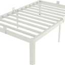 White Twin Size Bed Frames 16 Inch, Metal Platform Twin Bed Frame No Box Spring Needed, Heavy Duty Steel Support 3500 LBS, DIY Headboard, Round Legs, Noiseless, Storage Space, Easy Assembly