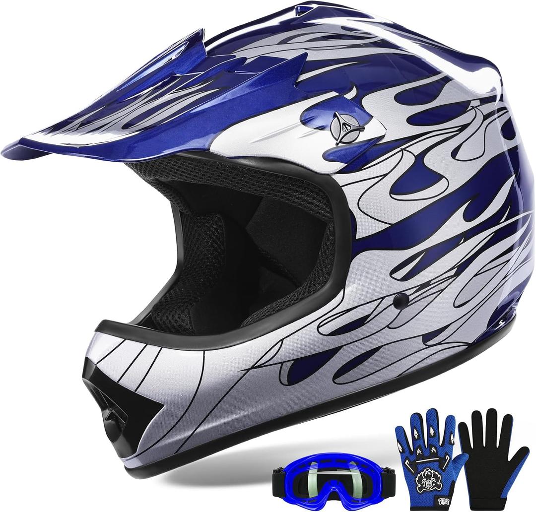 Youth Dirt Bike Helmet DOT Approved Kids Full Face Motocross Helmets, X-Large