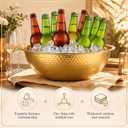 2 Pcs Large Gold Hammered Stainless Steel Beverage Tub 15.35x5.12 Inch, 16.4 Qt Leak-proof Ice Bucket for Parties, Champagne Wine Chiller Bowl, Luxury Drink Cooler for Wedding, Mimosa Bar