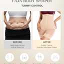 SHAPELLX Fajas Colombianas Shapewear for Women Tummy Control Plus Size Butt Lifting Bodysuit Post Partum Body Shaper (Beige, S)