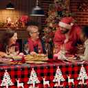 2 x 4 Pack Christmas Checkered Tablecloth Buffalo Plaid Snowflake Table Cover 51 X 86'' Disposable Rectangle Red and Black for Xmas Party Decor Winter Holiday