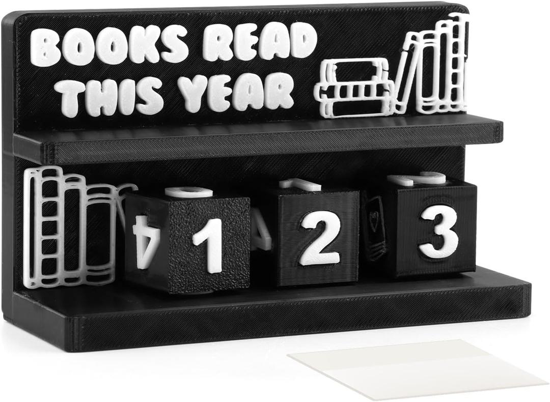 Books Read This Year Counter, 3D Printed Book Tracker for Reading Goal Display, Book Counter Sign Bookshelf Decor, Reading Challenge Gift for Readers, Bookwormand Library Lovers