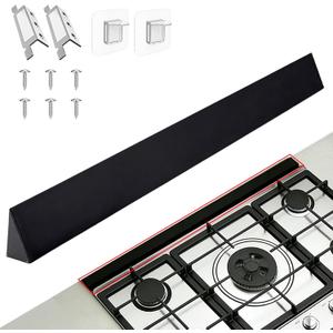 30" Slide-In Range Rear Filler Kit, Slide In Range Gap Filler Kit, Stove Gap Universal Triangular Filler Strip, Cooktop Trim Kit for Whirlpool & Most Brands, Durable Aluminum, Black