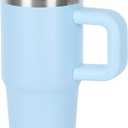 14 oz Tumbler for kids with Detachable Flip Straw Lid and handle, 100% Leak Proof 14 oz mini cup, Stainless Steel Vacuum Insulated Tumbler, Wide Mouth Easy to Clean, Keep Cold or Hot (Sky Blue)