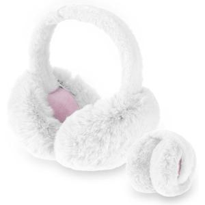 Lusofie Women's Earmuffs Faux Fur Warm Earmuffs Winter Cute Plush Ear Warmer Ear Covers Ear Muffs for Winter (White)
