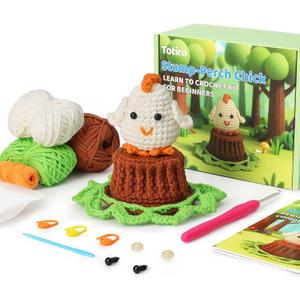 Totiro Crochet Kit for Beginners, Chicken Amigurumi Starter Kit, Easy DIY Craft Set with Step-by-Step Video Tutorials, Coaster Crochet Pattern Learning Kit for Teens Adults Birthday Gift