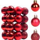24pcs Shatterproof Christmas Balls Ornaments 1.2inch Red Hanging Balls for Xmas Tree Decor 3 Styles 24pcs-Red