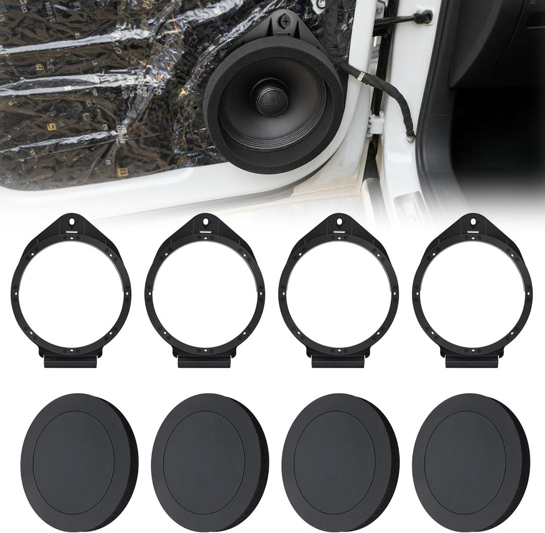 6.5" Speaker Adapter Spacer Ring with Foam Ring, Compatible with Chevy/Silverado/GMC/Buick/Cadillac 1995-2012, Aftermarket Door Speaker Bracket Mounting Kit, Enhanced Bass & Clarity, 4 Set
