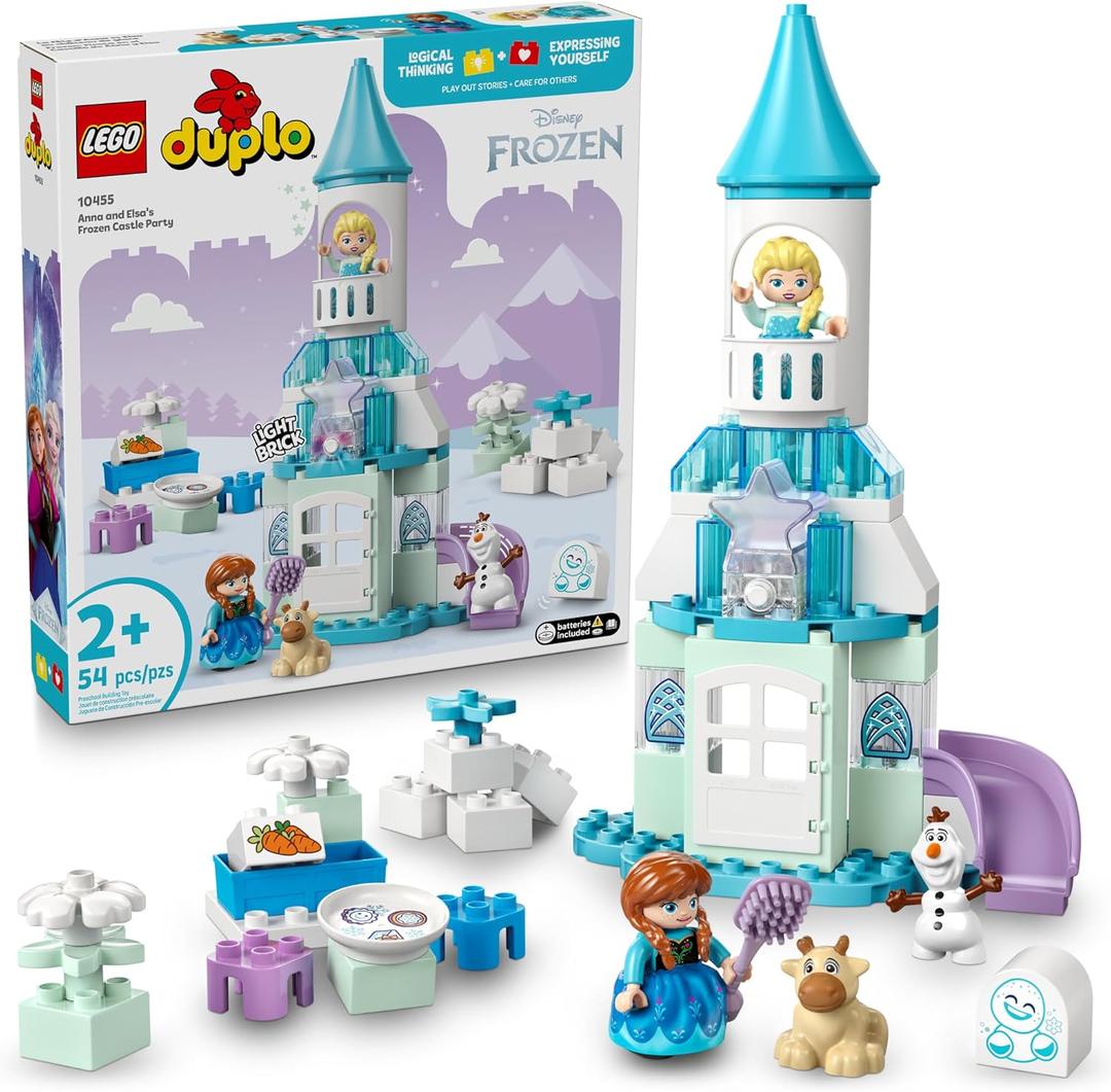 LEGO DUPLO Disney Anna and Elsas Frozen Castle Party - Toddler Toy for Girls and Boys 2+ - Building Blocks for Pretend Play and Sensory Development - Preschool Learning Gift for Kids - 10455
