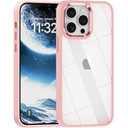 saputu for iPhone 14 Pro Max case,Crystal Clear Hard PC Back +Soft TPU Frame Shockproof Military-Drop Protection,Classic Hybrid Case for iPhone 14 Pro Max-6.7",Light Pink