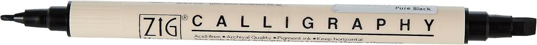 Zig Memory System Calligraphy Dual Tip Marker, Pure Black Pack of 6 (MS3400-010)
