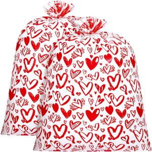 Teling 2 Pcs 80 x 60 in Jumbo Bike Gift Bags Giant Plastic Extra Large Bicycle Gift Bags for Wedding Bridal Anniversary Birthday Baby Shower Heavy Large Present(Red Heart)