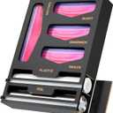 6 in 1 Bag Organizer and Wrap Dispenser with Magnetic Lid - Plastic Wrap Dispenser with Cutter for Kitchen Drawer, Storage for Gallon, Quart, Sandwich, Snack Bags, and Foil Black