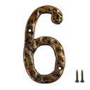 HILAZA 5.5 Inch Cast Iron House Number 6, Rustic Bronze Metal Address Numbers for Outside House, Heavy Duty Decorative Door Numbers for Mailbox Wall