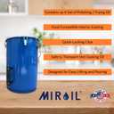 MirOil 6 Gallon Blue Oil Grease Bucket & Filter Pot Steel Fryer Container w/Lid Lock & Clip, Food Grade Interior Coating - Hot Grease Collection Pot for Disposal Under Drain Valves Model #30L
