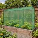 Aoodor 12x4x6 FT Crop Cage for Garden, Heavy-Duty Steel Frame Plant Protection Tent with Zippered Door and Green Mesh Netting, Raised Garden Bed Cover