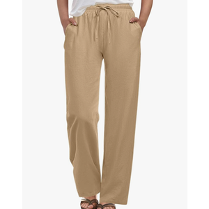 Womens Casual Pants Summer High Waist Drawstring Loose Fit 2026 Beach Lightweight Comfy Lounge Trousers with Pockets, Size XL