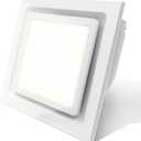 POWERENG Bathroom Exhaust Fan with Light,11.8 In Panel,6000K 12W Square LED,141 CFM,0.7 Sones 4 Inches Duct 110V,Quiet Bathroom Ventilation Exhaust Fan for Shower/Restroom/Office/Home(6000K LED)