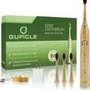 Bamboo Electric Toothbrush, Sonic Electric Bamboo Toothbrush for Adults, IPX7 Waterproof Rechargeable Toothbrush, 5 Cleaning Modes, 4 Bamboo Brush Heads Soft Bristle