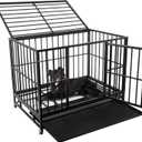 Elevon 42 Inch Heavy Duty Dog Crate with Secure Locking System, Escape-Proof Dog Cage Kennel for Medium to Large Dogs, Indestructible Chew-Resistant Design, Dual Doors & Easy-Clean Removable Tray